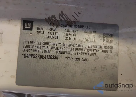 2014 Buick Verano из США, поврежденный, VIN 1G4PP5SK0E4126330